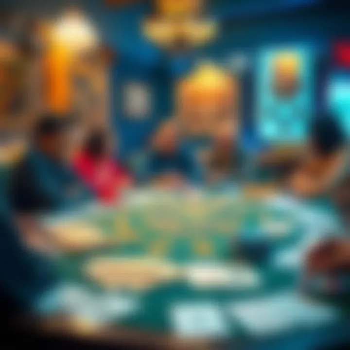 A vibrant setup of an Andar Bahar game with cards spread out