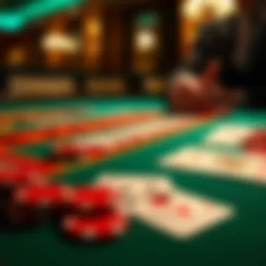 Close-up of baccarat cards laid out on the table during a game