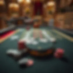 Elegant baccarat table with cards and chips