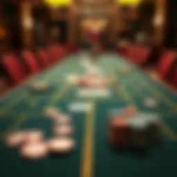 An elegant baccarat table setup showcasing cards and chips.