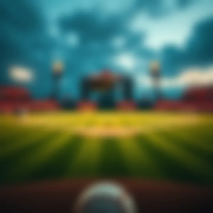 Baseball field with scoreboard