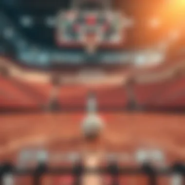 Conceptual image of a basketball court with betting odds