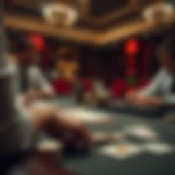 High-stakes gaming table with cards and chips
