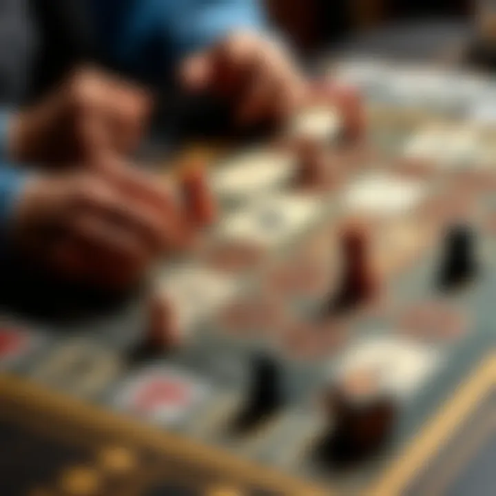Close-up of a strategy board for a popular card game