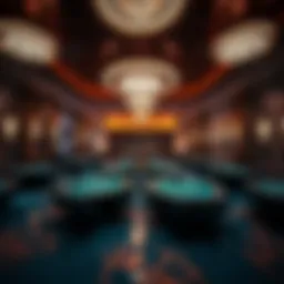 The luxurious interior of a modern casino highlighting baccarat tables