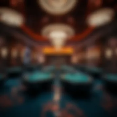 The luxurious interior of a modern casino highlighting baccarat tables