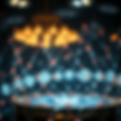 Blockchain Technology in Coin Casinos An intricate blockchain network visualizing transaction flow