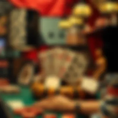 A collage representing cultural aspects of gambling