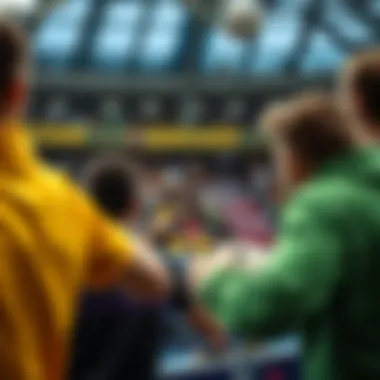 Exciting handball match with spectators