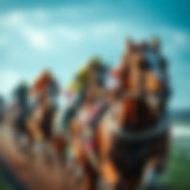 A dynamic horse racing scene capturing the thrill of the race