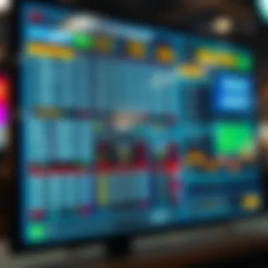 Analysis of odds and strategies on a digital display.