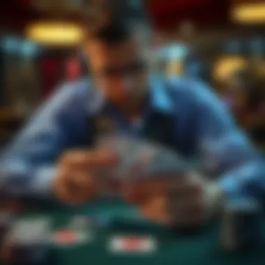 Professional player analyzing blackjack cards