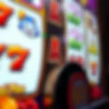 A close-up view of a vibrant online slot game interface showcasing reels and symbols.