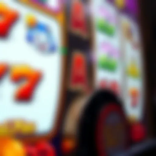A close-up view of a vibrant online slot game interface showcasing reels and symbols.