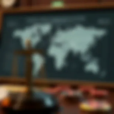 Legal framework illustration depicting global regulations