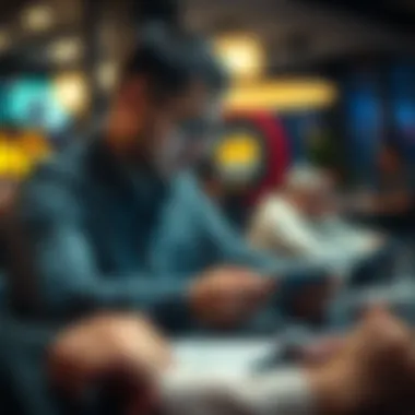 Player analyzing poker strategies on a digital device