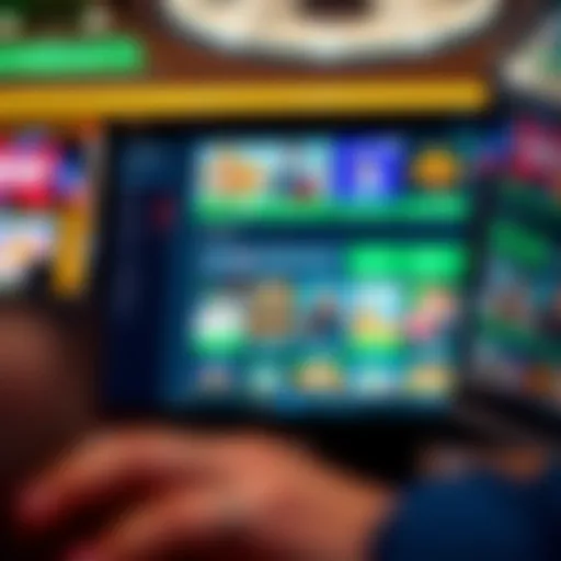 A digital interface showcasing various online gambling options