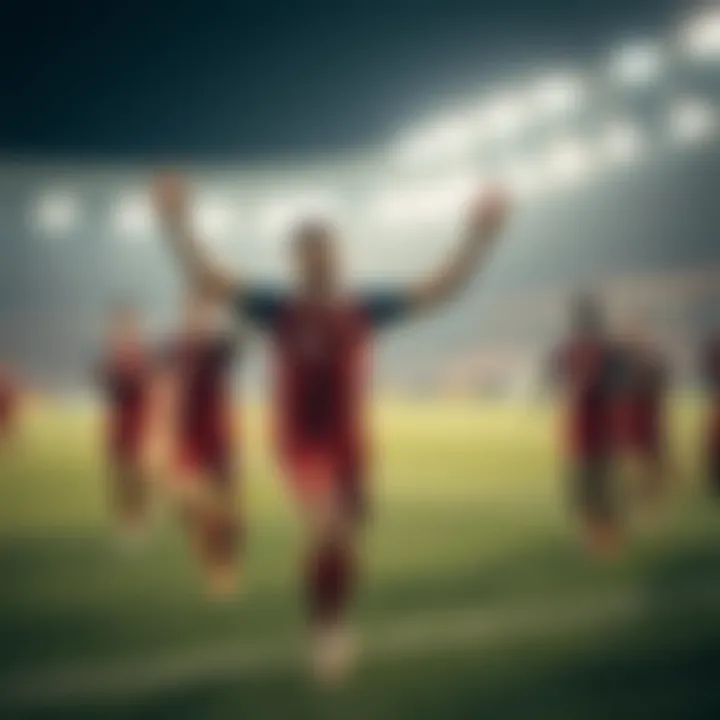 Celebration of a winning moment on the field