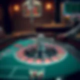 A detailed layout of a roulette table showcasing different betting sections