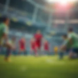 A soccer team strategizing tactical formations