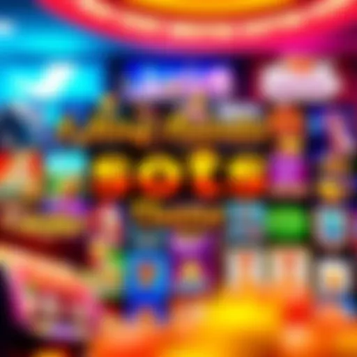 A vibrant collage of popular slot game themes