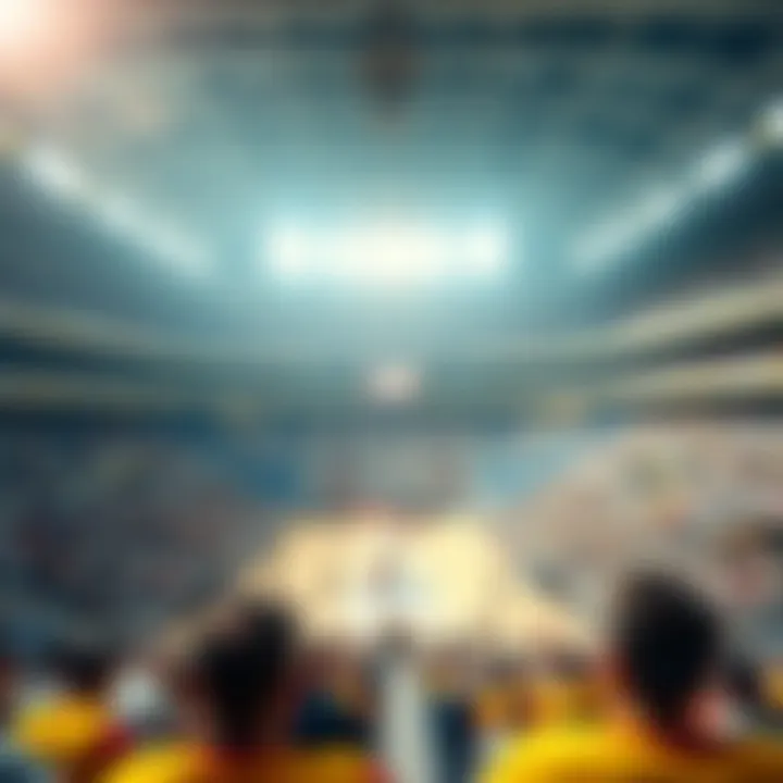 View of a vibrant volleyball stadium filled with fans
