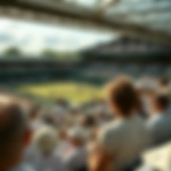 A view of Wimbledon grounds filled with spectators